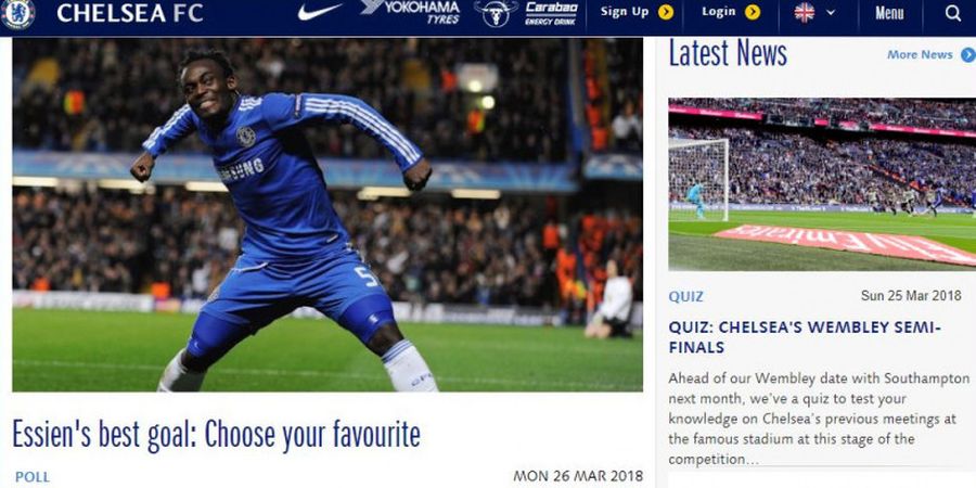 Terpampang di Website Resmi Chelsea, Gol Essien ke Gawang Tim Papan Atas Spayol Ini jadi Pemenang