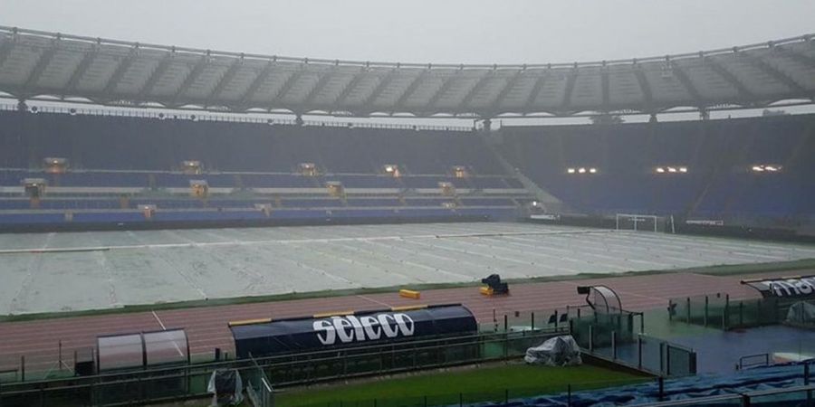 VIDEO - Inilah Kondisi Banjir yang Membuat Lazio Vs AC Milan Ditunda