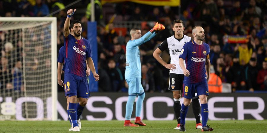 Hasil Barcelona Vs Valencia - Gol Tunggal Luis Suarez Bawa Barcelona Selangkah Lagi ke Final Copa del Rey