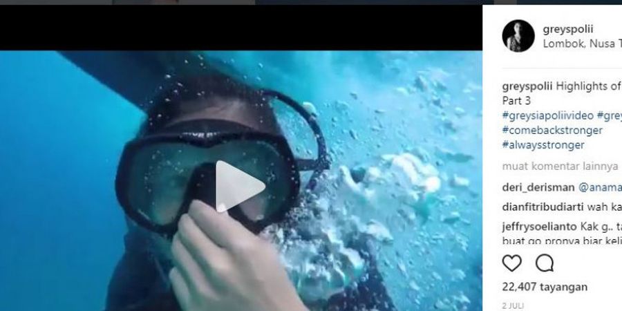 Hobi Bercengkrama dengan Ikan, Greysia Polii Unggah Foto di Instagram