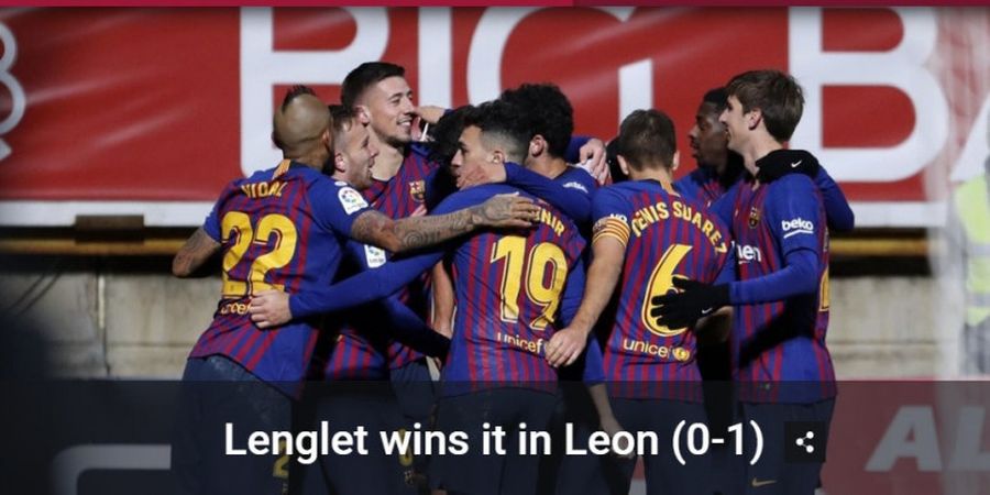 Hasil Copa del Rey - Barcelona Menang Dramatis Berkat Gol Sundulan Terbang