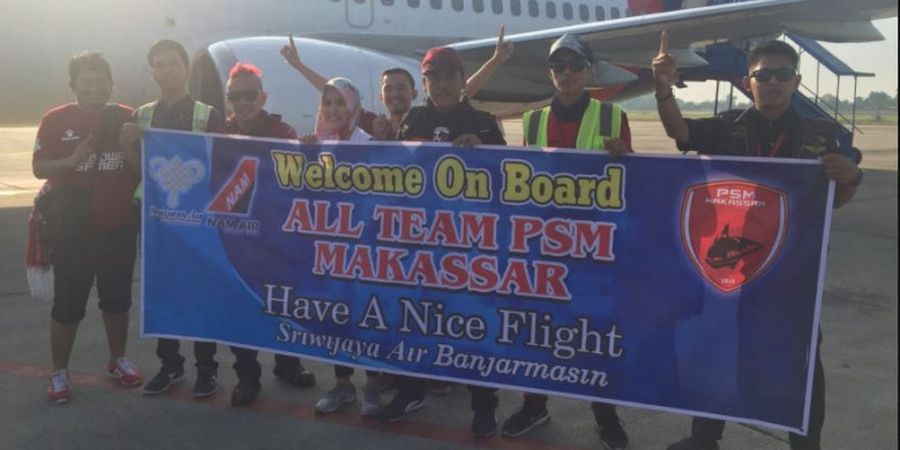 Pulang, PSM Makassar Disambut Kru Srwijaya Air di Banjarmasin