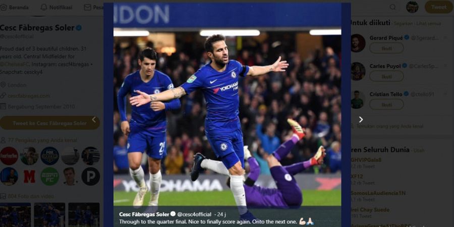 Cesc Fabregas Bisa Jadi Penentu Kemenangan Chelsea