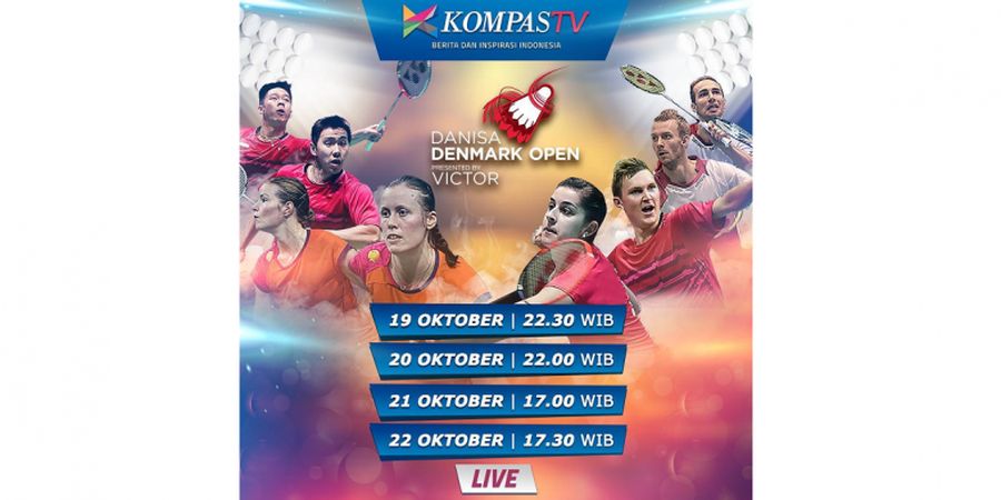 Denmark Open 2017 - Jadwal Tayang Semifinal Hari Ini Sabtu, 21 Oktober 2017 di Kompas TV