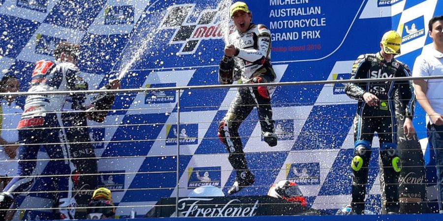 Ada Hal Tak Biasa Saat Murid Valentino Rossi Rayakan Podium Moto3 pada GP Australia 2018