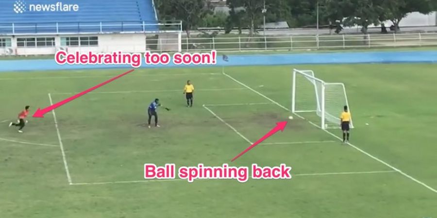 VIDEO - Selebrasi Terlalu Cepat, Gol Penalti Unik Ini Bikin Kiper Klub Thailand Menyesal
