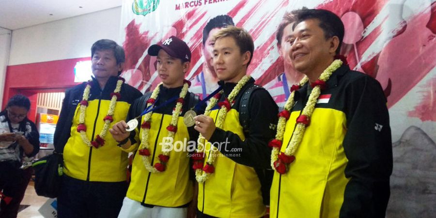 Tiba di Jakarta, Marcus Gideon/Kevin Sanjaya Mendapat Sambutan Meriah