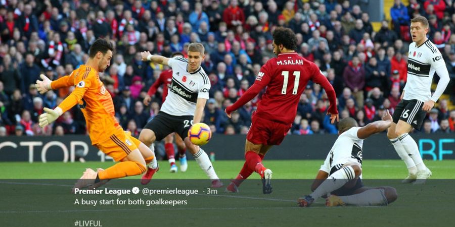 Liverpool Vs Fulham - Gol Mohamed Salah dan Xherdan Shaqiri Kembalikan The Reds ke Jalur Kemenangan