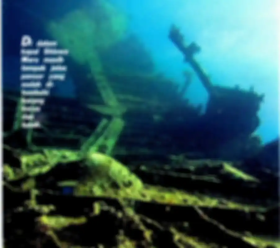 Bangkai kapal Shinwa Maru, kapal Jepang pengangkut peralatan militer yang tenggelam setelah ditorpedo Sekutu.