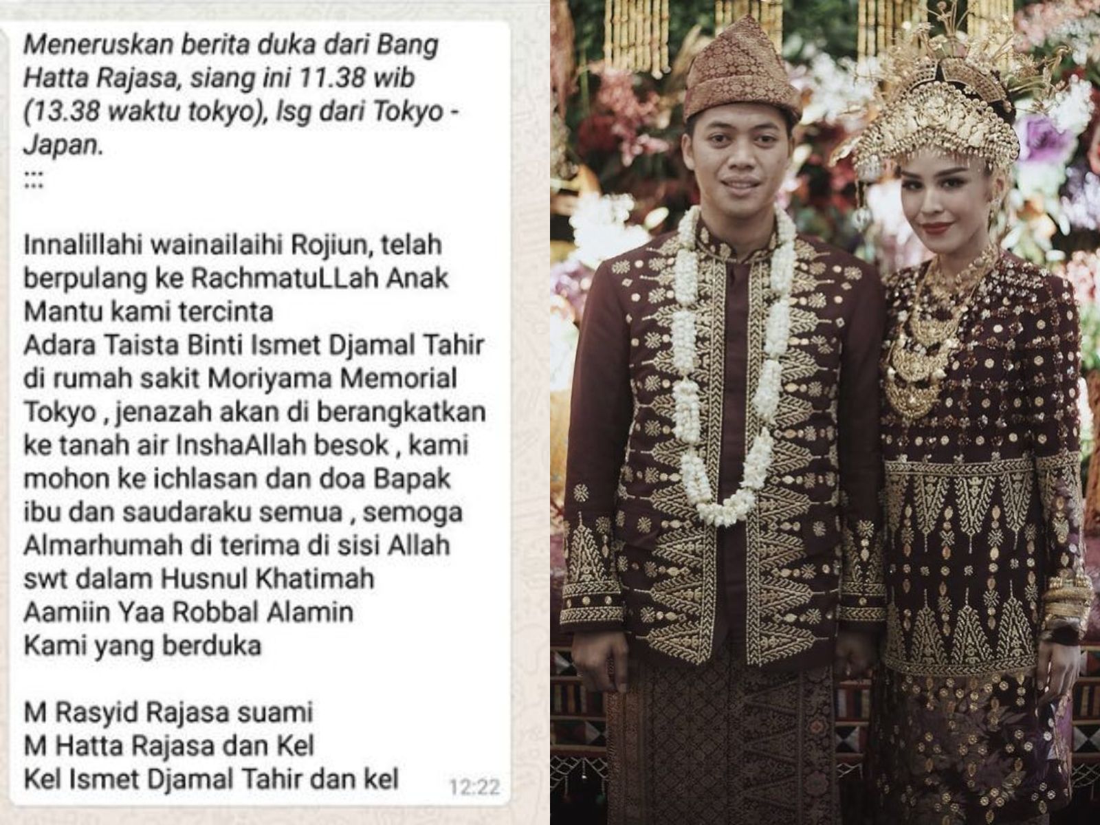 Dikabarkan Meninggal Dunia Ini 5 Fakta tentang Pernikahan Adara Taista dengan Putra Bungsu Hatta Rajasa Semua Halaman Grid