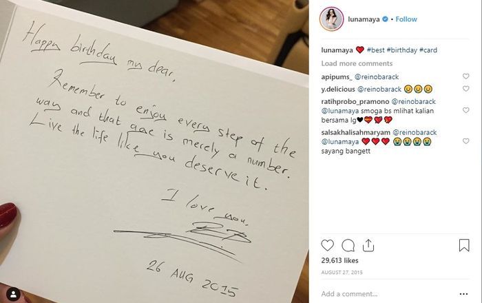 Surat Cinta Reino Barack Untuk Luna Maya Sweet Tapi