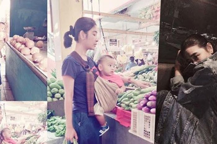 Uut Permatsari belanja di pasar