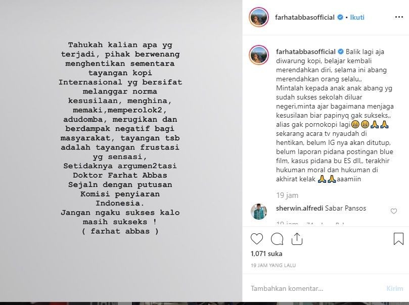 Bak Tertawa Di Atas Penderitaan Orang Lain Farhat Abbas Berikan Sindiran Menohok Setelah Hotman Paris Show Diberhentikan Semua Halaman Nakita