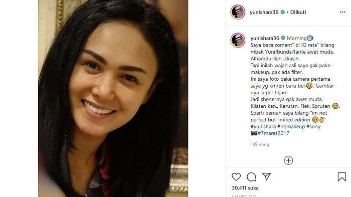 Wajah asli Yuni Shara tanpa bantuan filter (Instagram/yunishara36)