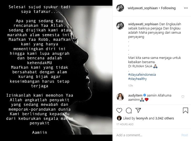 Virus Corona Merebak Di Tanah Air Widyawati Tulis Doa Pilunya Untuk Tuhan Yaa Robb Maafkan Kami Yang Hanya Mementingkan Diri Sendiri Semua Halaman Nova