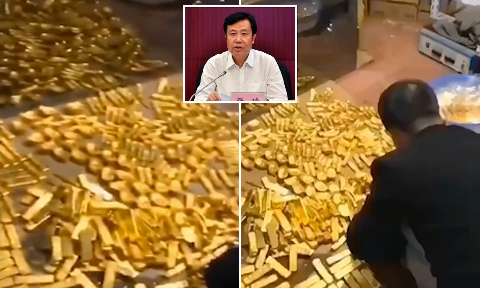 Найдены тонны золота. Китайский чиновник 13 тонн золота. Золото Китая. Чиновник 18 тонн золота. Китайский коррупционер с золотом.