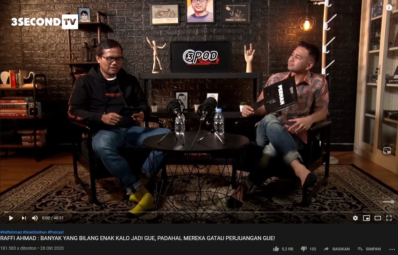 Raffi Ahmad dan Soleh Solihun di 3Second TV