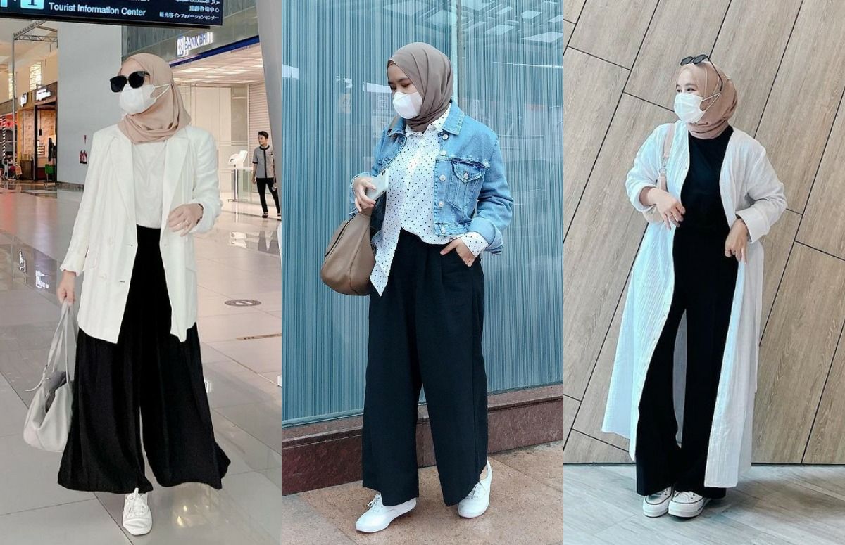 Ide Styling Kulot Hitam untuk Outfit Hijab ala Dilla Zahara yang