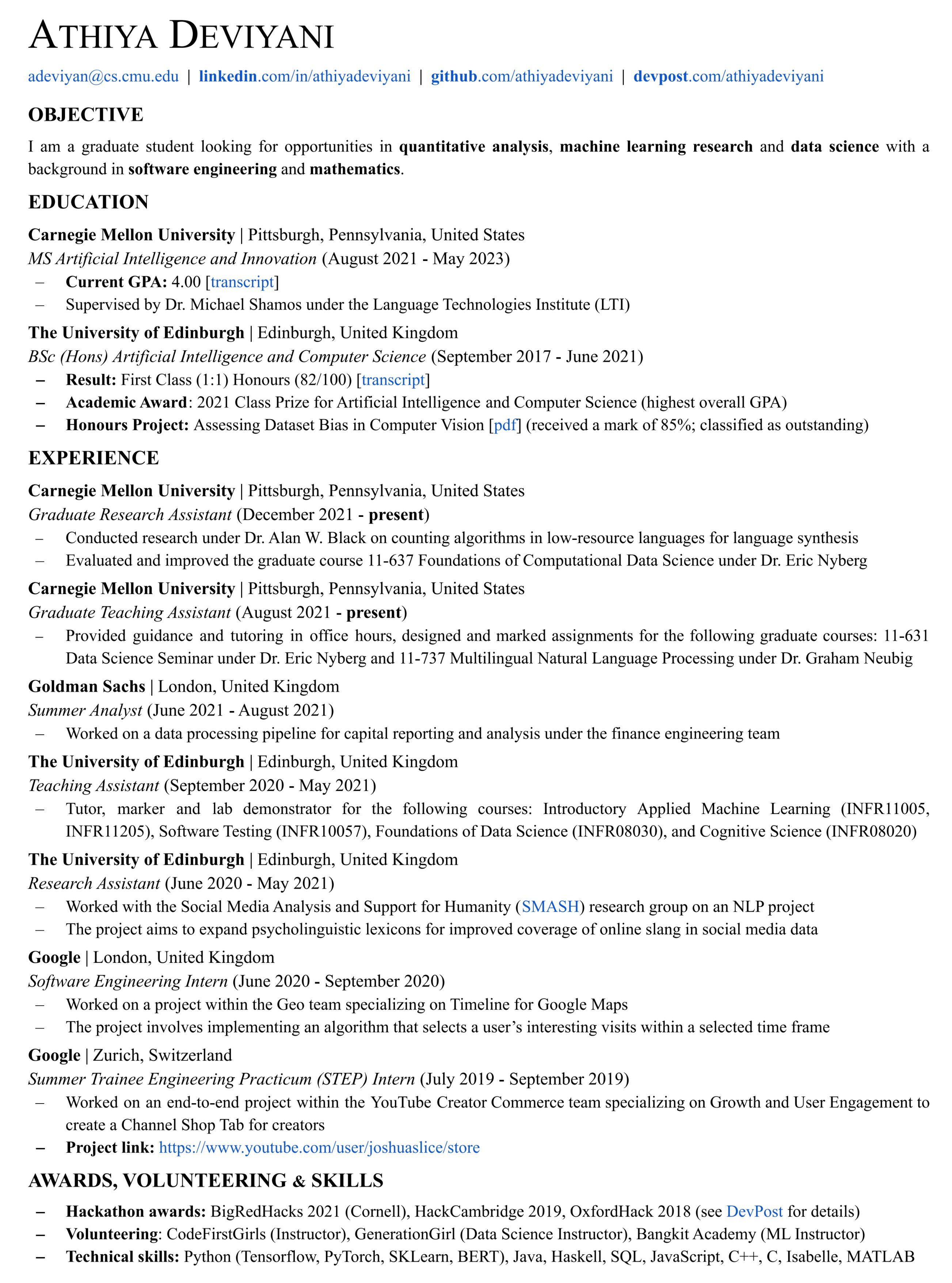 machine learning resume linkedin