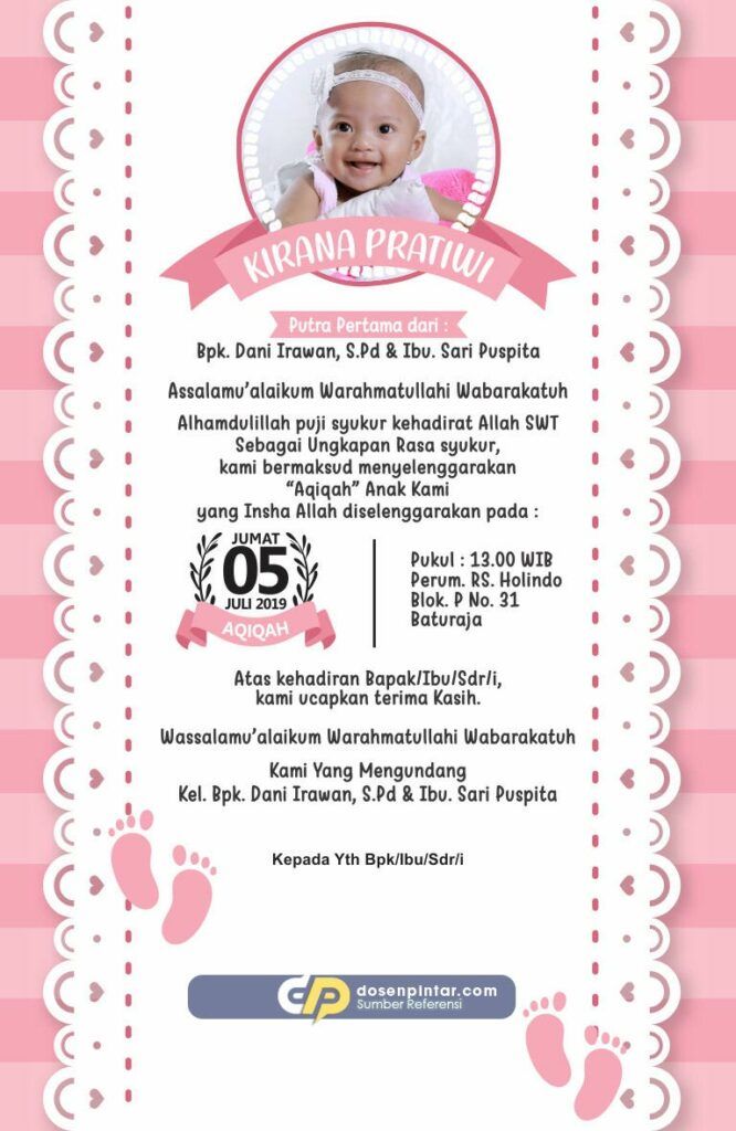 9 Contoh Undangan Aqiqah dan Formatnya, Sederhana tapi Aesthetic