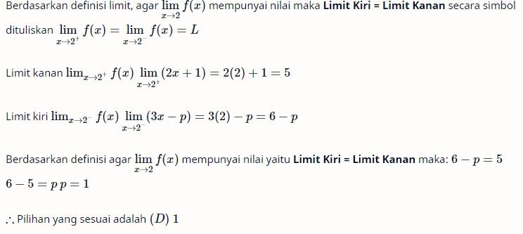 Contoh Soal Limit Fungsi Aljabar Beserta Penjelasan Jawabannya Semua