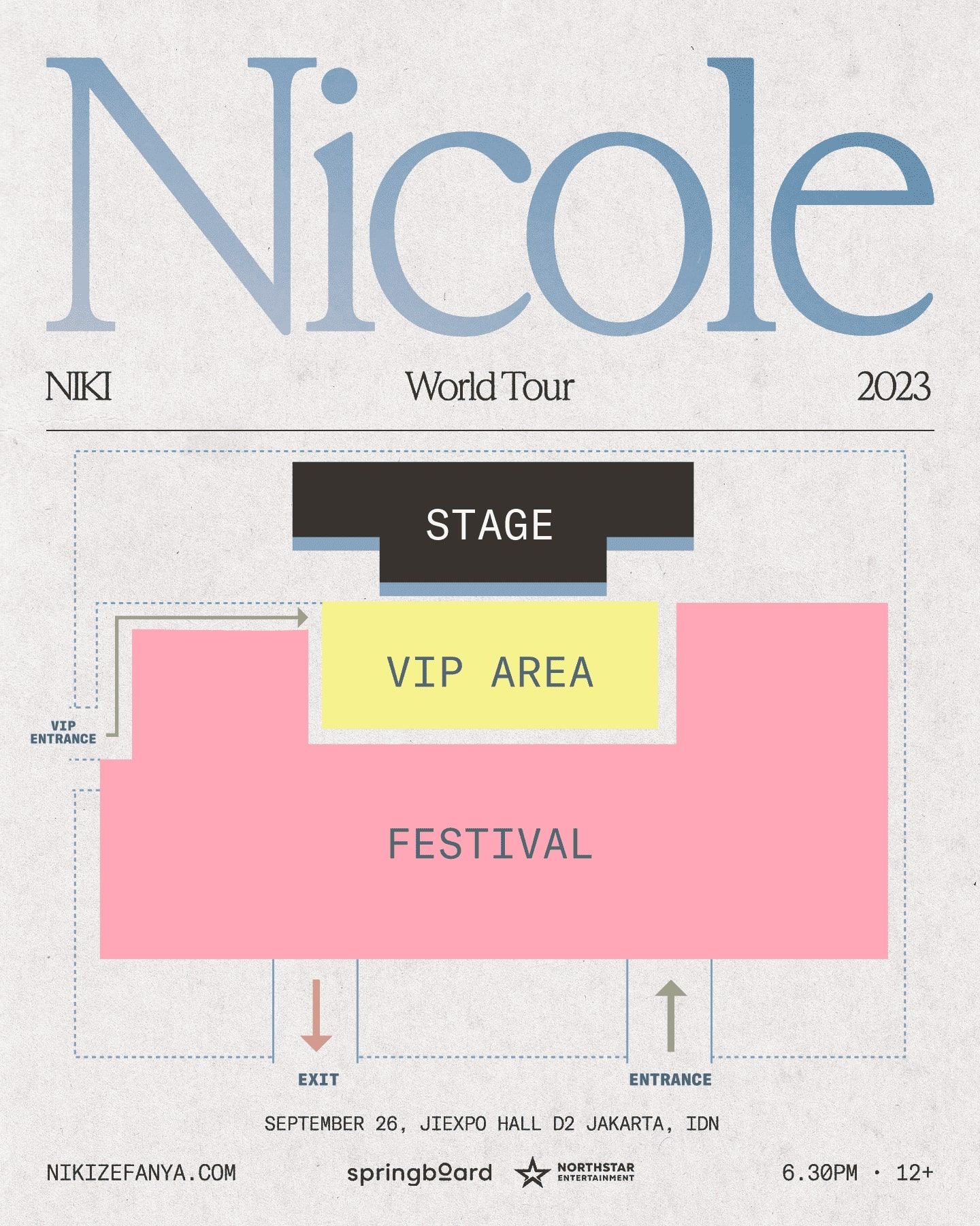 Seat plan konser NIKI 'Nicole World Tour 2023' di Jakarta.