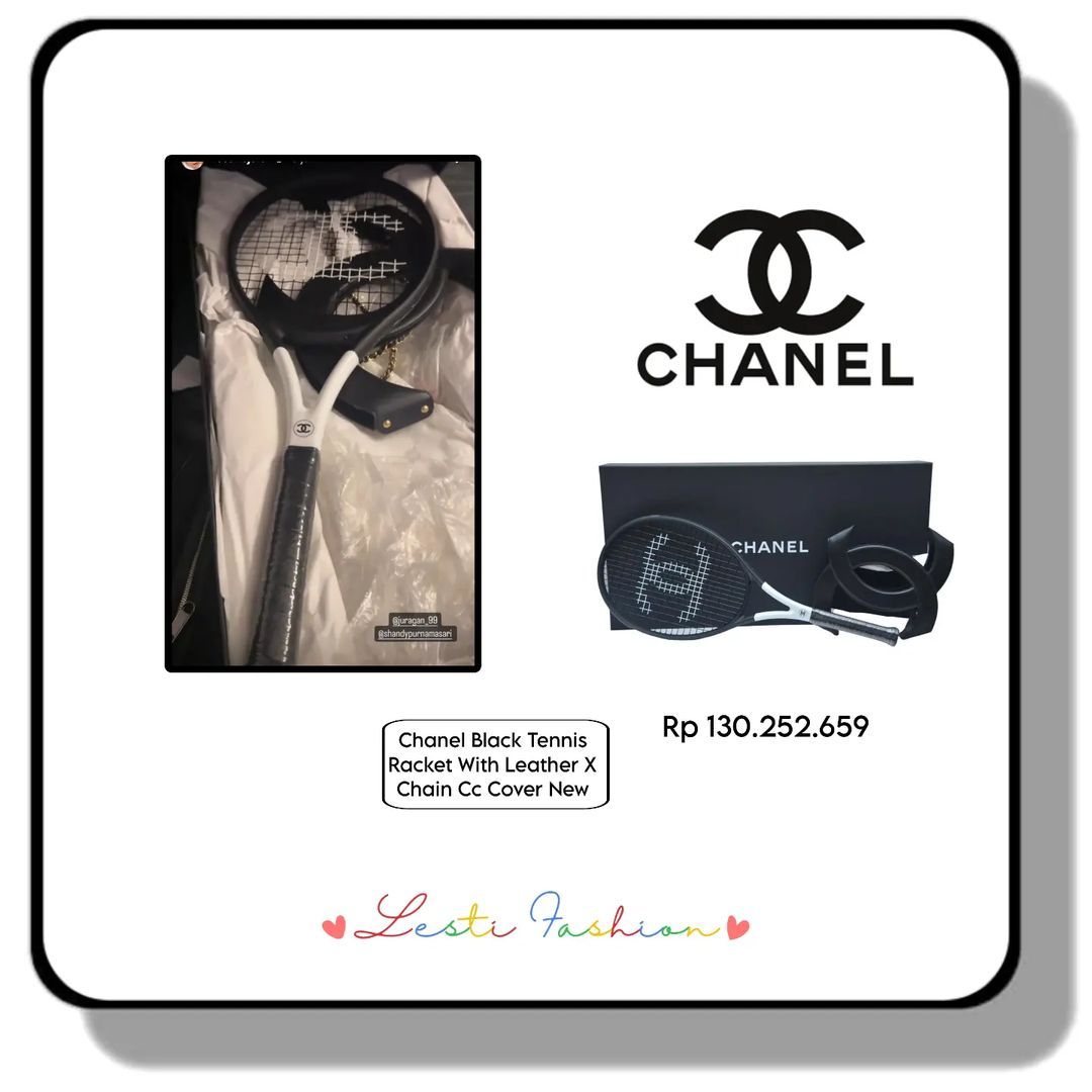 Chanel Black Tennis Racket With Leather X Chain CC Cover NEW