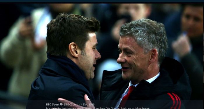 Ole Gunnar Solskjaer (kanan) dan Mauricio Pochettino.TWITTER.COM/BBCSPORT