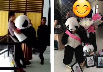Viral, Seorang Pria Berpakaian Polisi dengan Romantis Lamar Sang Pacar Saat Ujian Skripsi