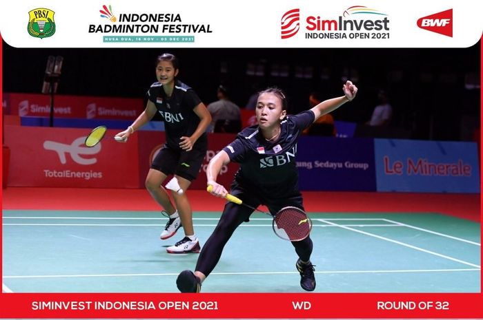 Duel Febriana Dwipuji Kusuma/Amalia Cahaya Pertiwi vs Nita Violina Marwah/Putri Syaikah di babak 32 besar Indonesia Open 2021 (23/11).