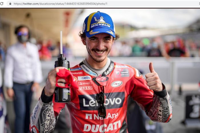 Pembalap Ducati Lenovo, Francesco Bagnaia, saat tampil pada MotoGP Americas 2021.