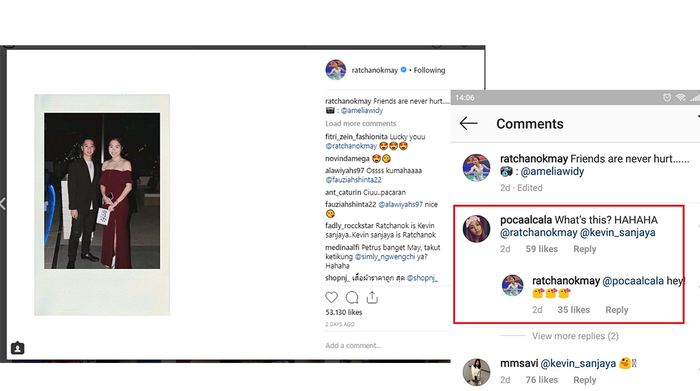 Unggahan Ratchanok yang dikomentari Poca