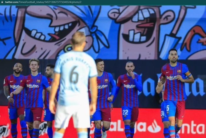 Barcelona harus menerima hasil imbang 3-3 kala bersua Celta Vigo pada laga pekan ke-13 Liga Spanyol 2021-2022.