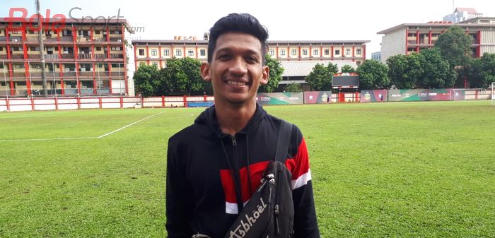 Gelandang Bhayangkara FC Teuku Muhammad Ichsan di Stadion PTIK, Jakarta, Senin (18/3/2019).