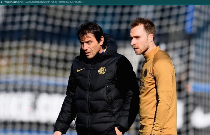 Momen kebersamaan Antonio Conte dan Christian Eriksen semasa masih berada di Inter Milan.