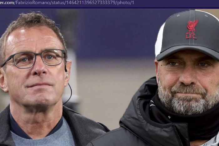 Ralf Rangnick (kiri) dan Juergen Klopp