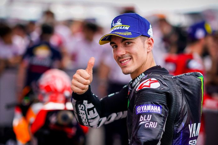 Pembalap Monster Energy Yamaha, Maverick Vinales, setelah menjalani sesi kualifikasi MotoGP Argentina 2019.