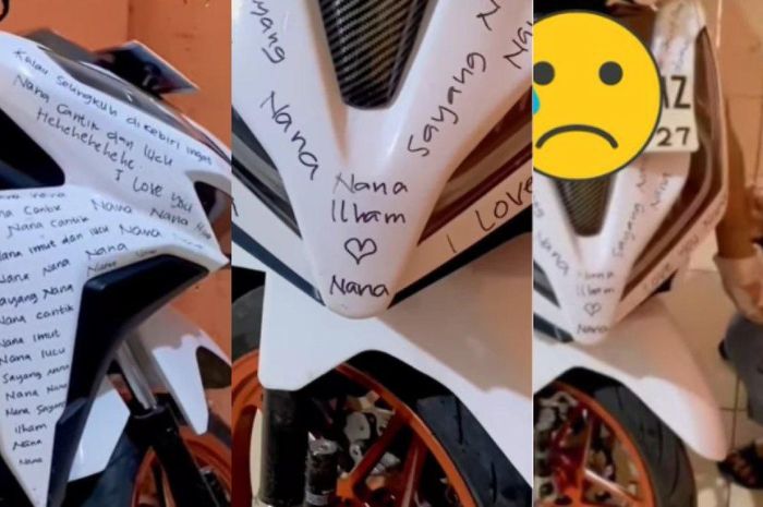 Gadis ini nekat coret-coret motor sang pacar agar tak selingkuh