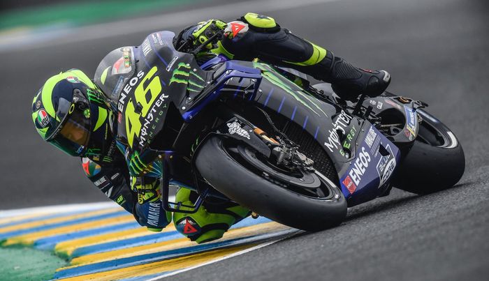 Penampilan Valentino Rossi pada sesi kualifikasi MotoGP Prancis 2019, Sabtu (18/5/2019).