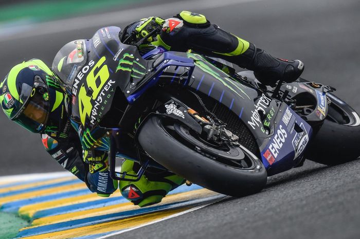 Penampilan Valentino Rossi pada sesi kualifikasi MotoGP Prancis 2019, Sabtu (18/5/2019).