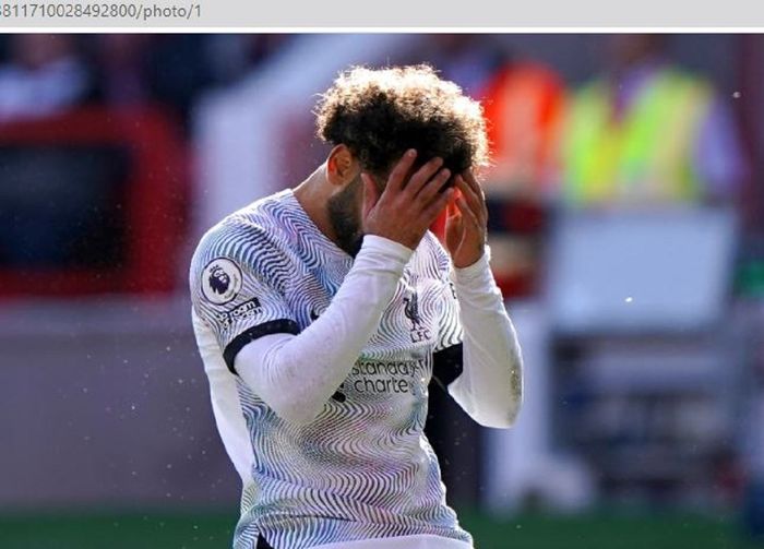 Ekspresi kekecewaan Mohamed Salah saat Liverpool mengalami kekalahan dari Nottingham Forest pada partai pekan ke-13 Liga Inggris 2022-2023, Sabtu (22/10/2022) malam WIB.