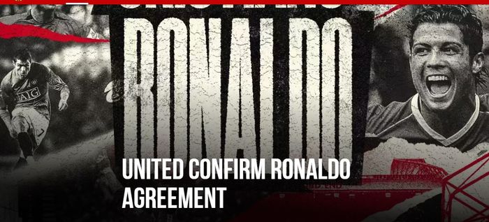 Pengumuman kesepakatan Manchester United merekrut Cristiano Ronaldo dari Juventus.