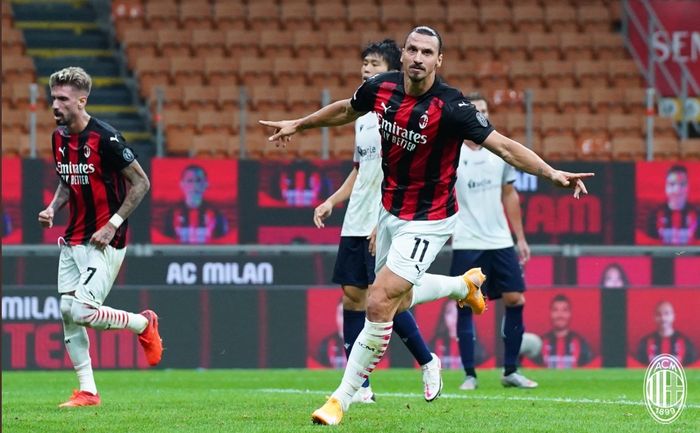 Zlatan Ibrahimovic mencetak 2 gol untuk AC Milan pada pekan pertama Liga Italia 2020-2021.