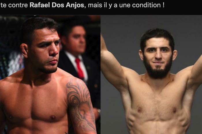 Montase dua jagoan UFC, Islam Makhachev (kanan) dan Rafael dos Anjos (kiri).