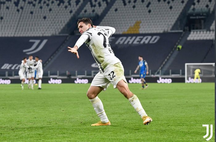 Federico Chiesa, menikmati assist dari Cristiano Ronaldo saat membawa Juventus menang 4-1 atas Udinese di Liga Italia, Minggu (3/1/2021) di Allianz Turin.
