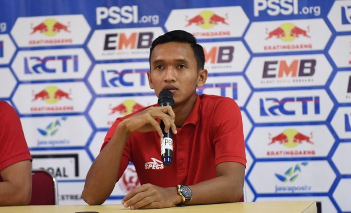 Bek Persija Jakarta Dany Saputra dalam jumpa pers di ruang media Stadion Patriot Chandrabhaga, Kota Bekasi, Rabu (20/2/2019), jelang laga kontra Tira Persikabo.