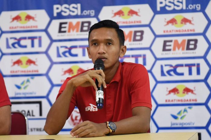 Bek Persija Jakarta Dany Saputra dalam jumpa pers di ruang media Stadion Patriot Chandrabhaga, Kota Bekasi, Rabu (20/2/2019), jelang laga kontra Tira Persikabo.