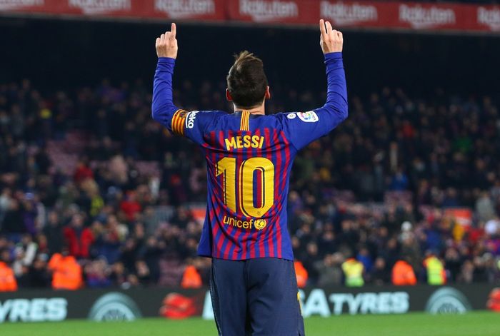 Megabintang Barcelona, Lionel Messi, dengan selebrasi untuk sang nenek