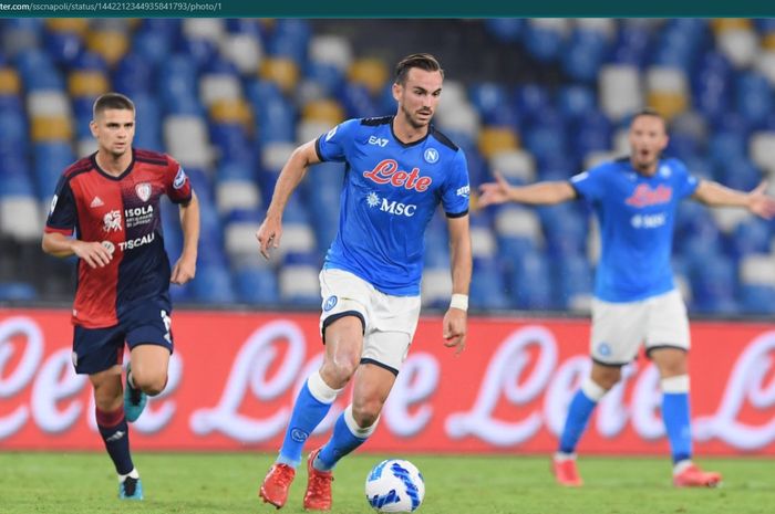 Fabian Ruiz tampil dalam laga Napoli kontra Cagliari pada pekan keenam Liga Italia 2021-2022.