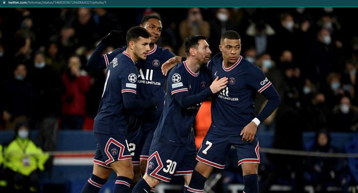 Momen Lionel Messi dan Kylian Mbappe cetak brace pada laga Paris Saint-Germain kontra Club Brugge pada matchday ke-6 Grup A Liga Champions 2021-2022.